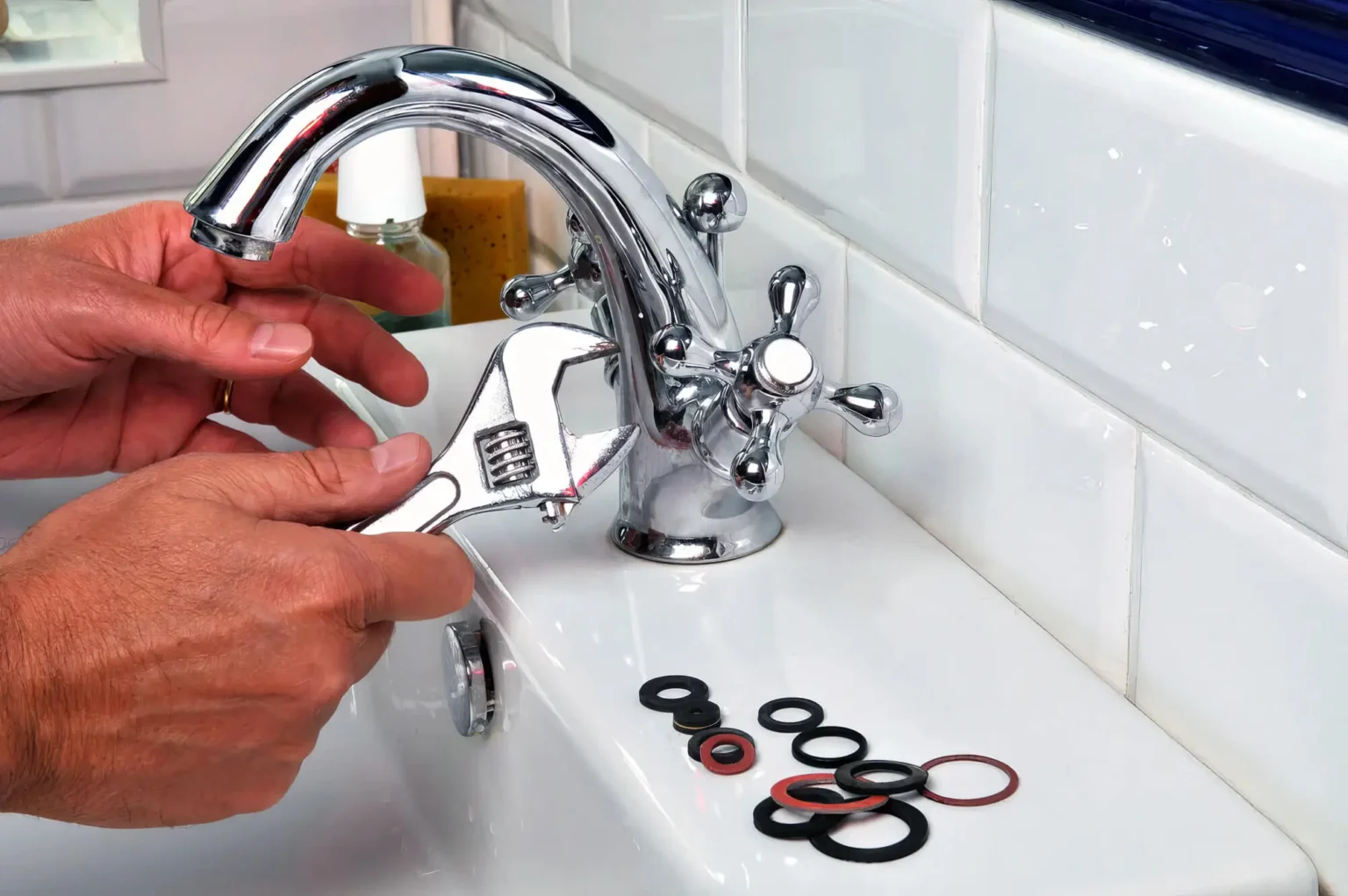 Plumber maintaining a bathroom faucet in Rancho Palos Verdes