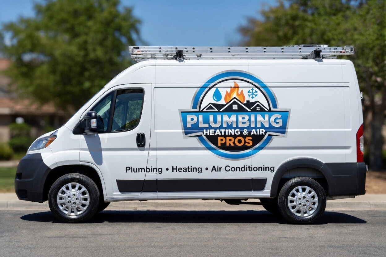 Local plumbing heating and air service van serving Rancho Palos Verdes